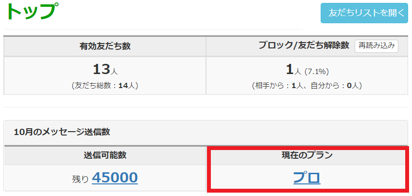 Lステップのプラン変更　アップグレードする