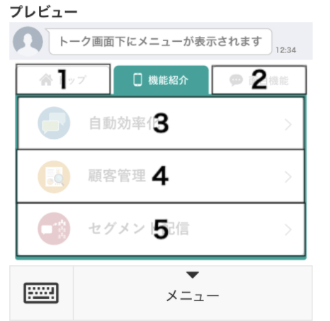 Lステップ　リッチメニュー　タブ　機能紹介