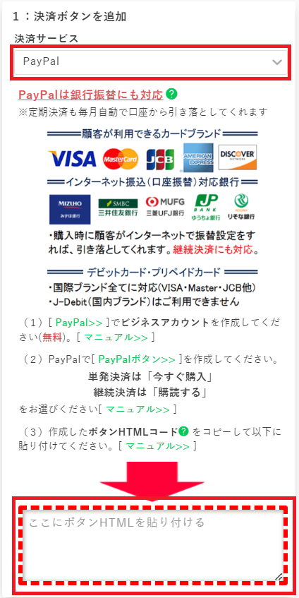 PayPalボタンHTML貼り付け